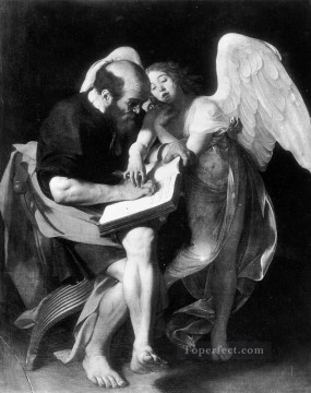 カラヴァッジョ Painting - 聖マタイと天使 カラヴァッジョ